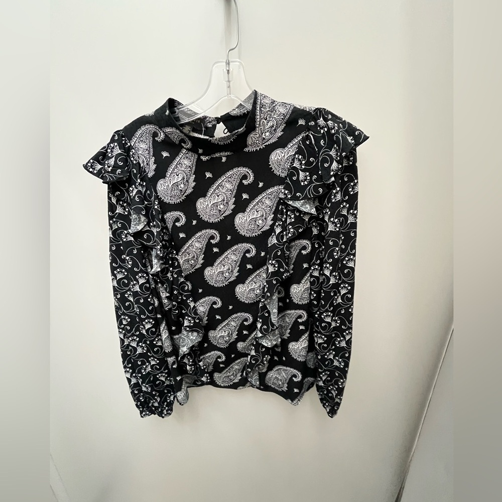 NWT Ted Baker TAISEY High Neck Blouse with Waterfall Embellishments- medium - Picture 6 of 9